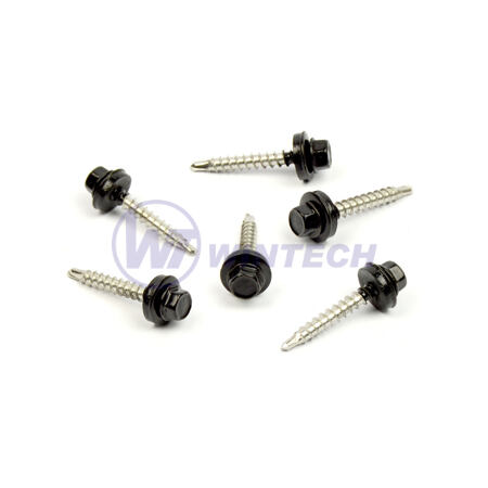 Roofing screw 4,8 x 35+EPDM inox with drill pointcolored RAL 7016